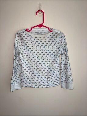 erica wilson Nantucket White Tee with Multicolor Whale Print